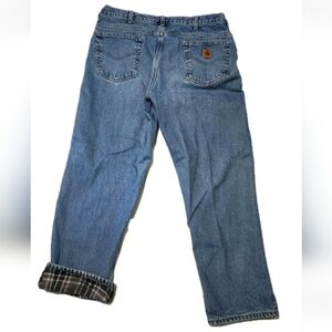 Carhartt Flannel Lined Blue Jeans Men's 36 X 30 Relaxed Fit Work Winter Pants